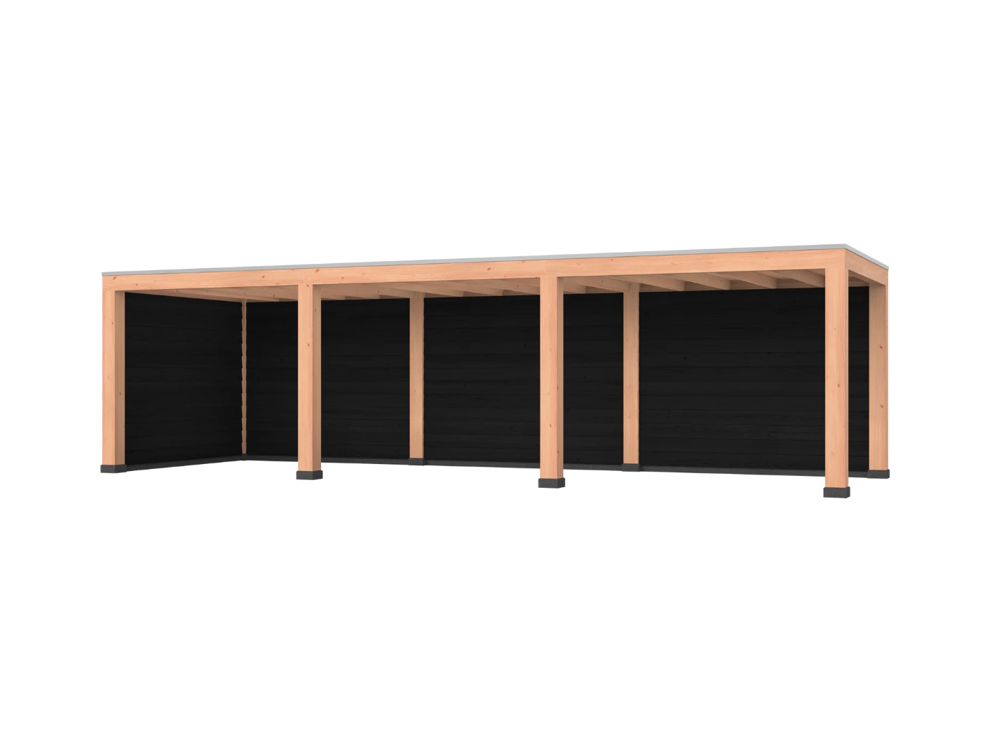 Douglas overkapping, 900 x 300, met zwarte achterwand en zijwand, Westwood Modern - Afbeelding 1